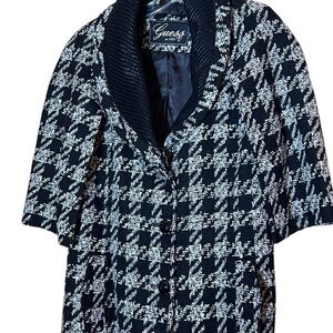 Guess Black and White Houndstooth Coat